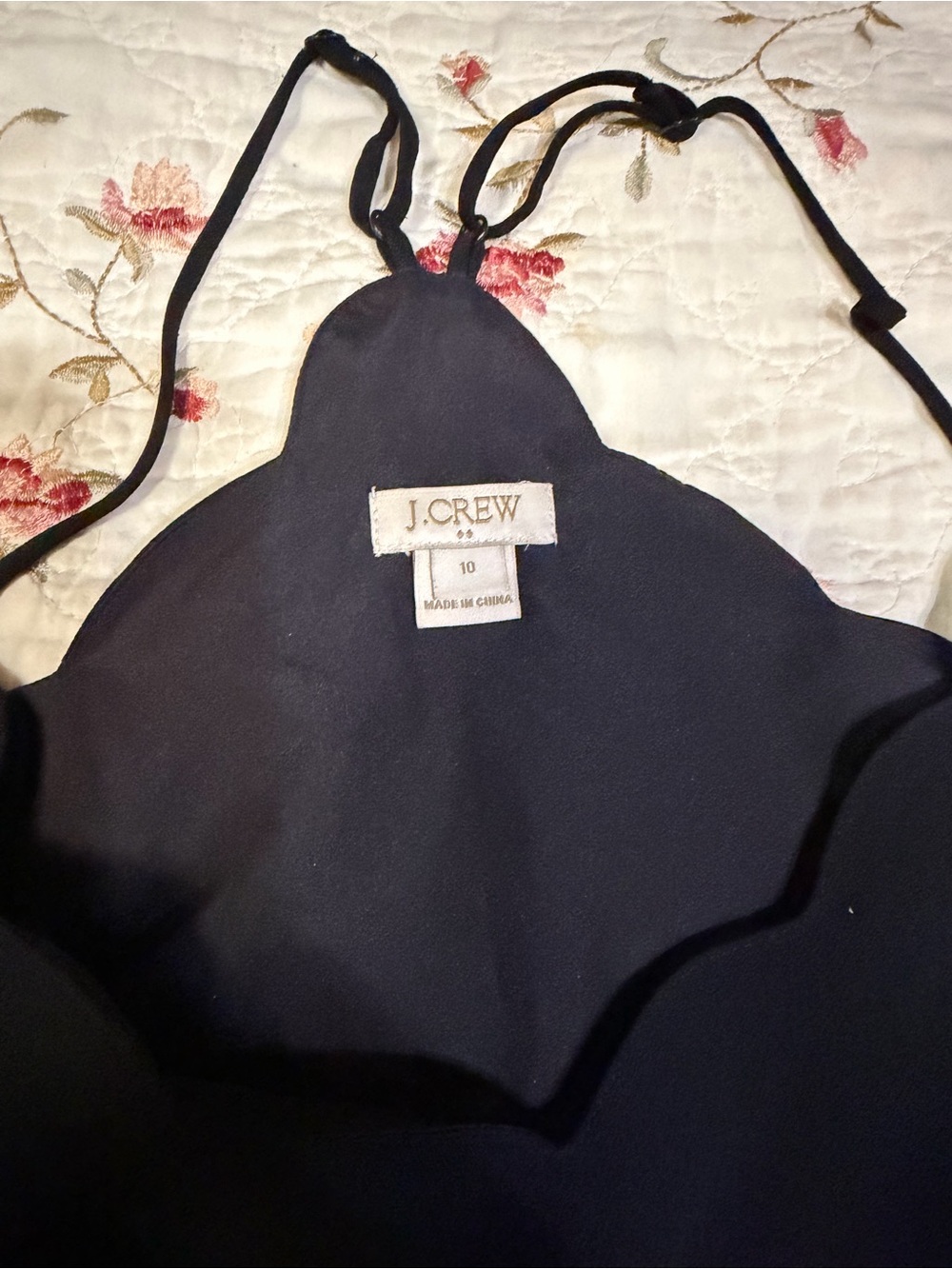 J. Crew Black Scalloped-Edge Bandeau Camisole